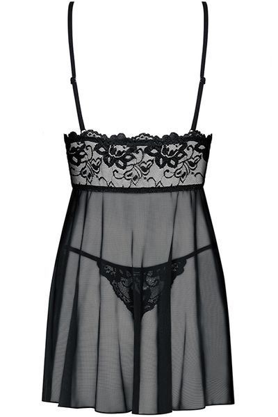 Прозорий бебідол Obsessive Idillia babydoll чорний XXL 78139 фото