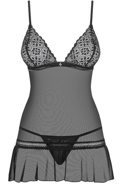 Чуттєва сорочка із сіточки Obsessive Shibu chemise чорний S/M 78144 фото
