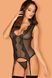 Полупрозрачной корсет с кружевом Obsessive Meshlove corset черный S/M 84786 фото 1