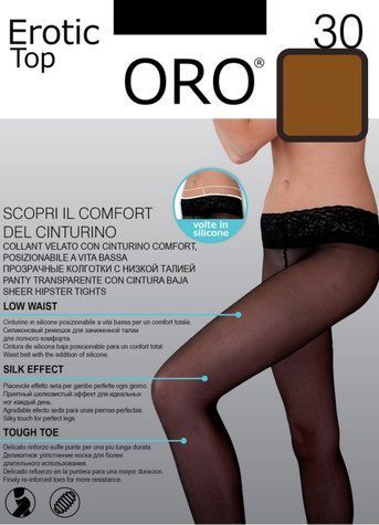 Колготки з низькою талією Oro Erotic Top 30 den легка засмага S 83884 фото