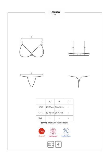 Сексуальный кружевной комплект Obsessive Laluna set черный S/M 78266 фото