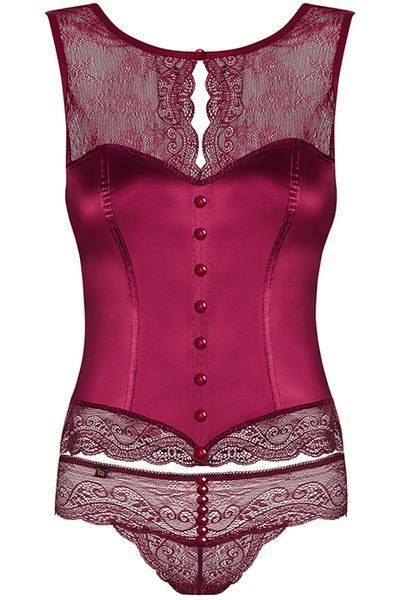 Шикарный женский Obsessive Miamor corset bordo бордовый S/M 77333 фото