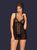 Прозора сорочка з мереживною вставкою Obsessive Lucita chemise чорний S/M 85487 фото