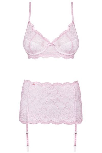 Комплект с широким поясом Obsessive Girlly set розовый S/M 84463 фото