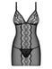 Прозора сорочка з мереживною вставкою Obsessive Lucita chemise чорний S/M 85487 фото 3