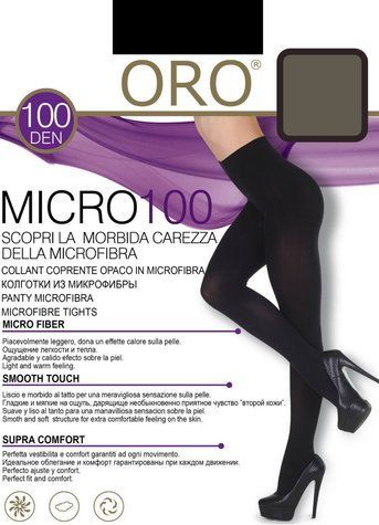 Теплі та комфортні колготи Oro Micro 100 den сірий S 83887 фото