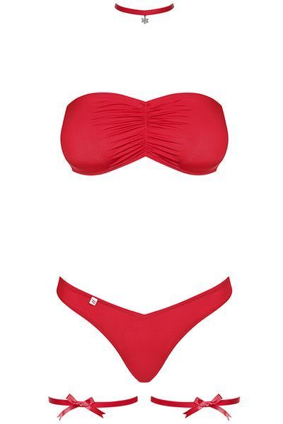 Ігрове новорічне бікіні Obsessive Kissmas set червоний S/M 84466 фото