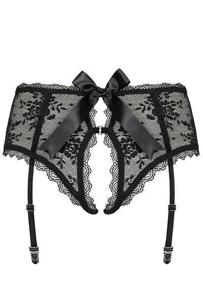 Пояс-трусики с прорезью Obsessive Behindy garter belt черный S/M 78334 фото