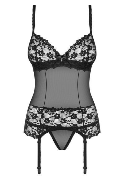 Таємничий корсет Obsessive Letica corset чорний S/M 78275 фото