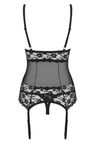 Таємничий корсет Obsessive Letica corset чорний S/M 78275 фото