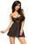 Атласна сорочка з візерунком Beauty Night Leslie chemise чорний S/M 78217 фото