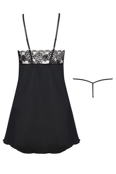 Атласна сорочка з візерунком Beauty Night Leslie chemise чорний S/M 78217 фото