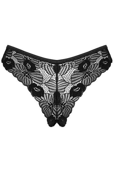Мереживні трусики Obsessive Serena Love panties чорний XS/S 87903 фото