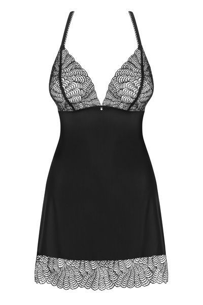Романтична сорочка зі стрінгами Obsessive Chiccanta chemise чорний S/M 83116 фото