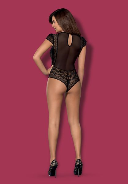 Боді з декором зі страз Obsessive Oradea teddy чорний S/M 12087 фото