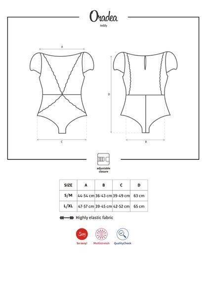 Боді з декором зі страз Obsessive Oradea teddy чорний S/M 12087 фото