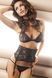 Чарівний мереживний комплект Anais Donna witn garter belt чорний 3XL 2201 фото 3