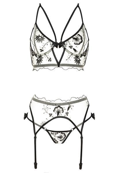 Комплект 3 в 1 з квітковою вишивкою Beauty Night Savannah set бежевий S/M 78226 фото