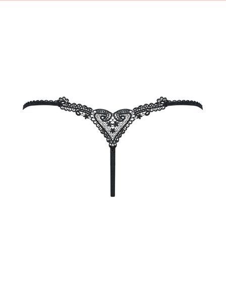 Трусики з доступом знизу Obsessive Chiccanta crotchless panties чорний S/M 83118 фото