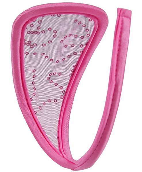 Ярко-розовые трусики с блестками C-String розовый One Size 12155 фото
