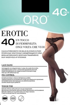 Чулки с резинкой на силиконе Oro Erotic 40 den